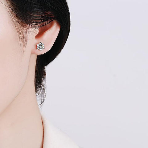925 Sterling Silver Moissanite Screw Stud Earrings Drop Diamond For Women-JW00050-Veeddydropshipping