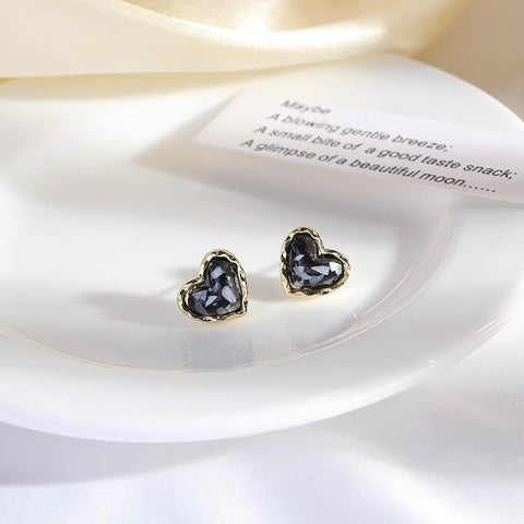 Heart Earring Women Classic Black White Stud Earrings Female -JW01429-Veeddydropshipping