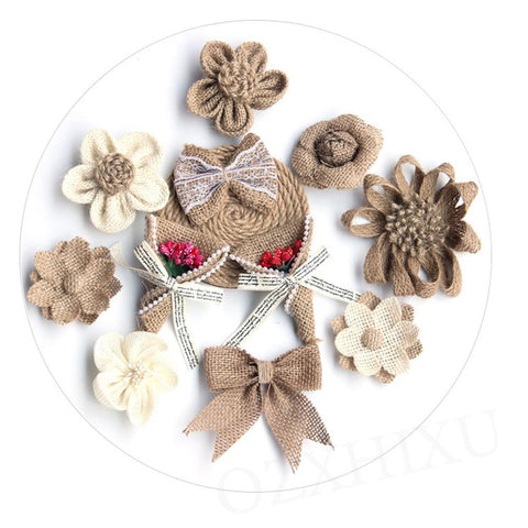 Handmade Jute Burlap Hessian Ribbon Bow-HA00607-Veeddydropshipping