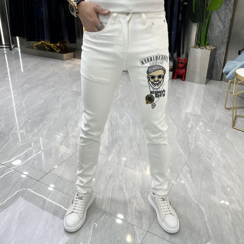 portrait Pattern Jean Men Slim Little Feet Trend Heavy-MF00571-Veeddydropshipping