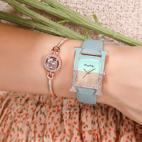 Diamond Luxury Leather Ladies Quartz Watch Crystal -JW00940-Veeddydropshipping