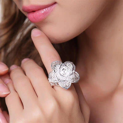 925 sterling Silver Jewelry set  flower-JW00212-Veeddydropshipping