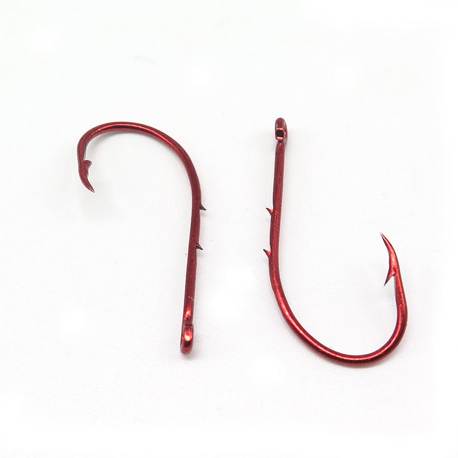 100 pcs High Carbon Steel Fishing Hook Double Barb Red Covering Fishhook -OS00440-Veeddydropshipping