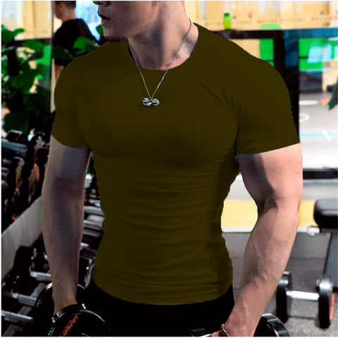 Summer Short Sleeve Fitness T-shirt Running Sports Fitness Muscle T-shirt Plus Size-Veeddydropshipping