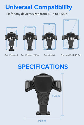 Gravity Car Holder For Phone Air Vent Clip Mount Mobile Cell Stand Smartphone GPS Support-PA00005-Veeddydropshipping