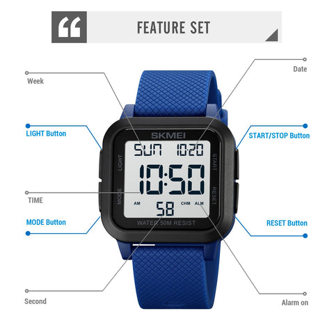 Outdoor Sport Watch Men Alarm  Clock Waterproof -JW00784-Veeddydropshipping