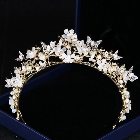 Tiara Butterfly Hairband Wedding Hair Accessories Princess  -JW00511-Veeddydropshipping