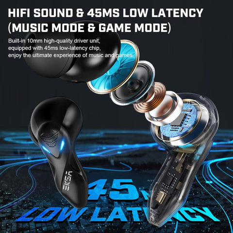 GT1 TWS Ture Wireless Gaming Headset Earbuds 45ms Low Latency -CE01119-Veeddydropshipping