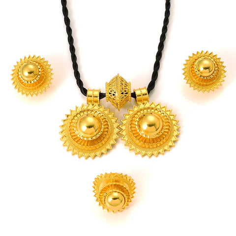 Gold Plated Fashion Ethiopian Jewelry Sets  -JW00363-Veeddydropshipping