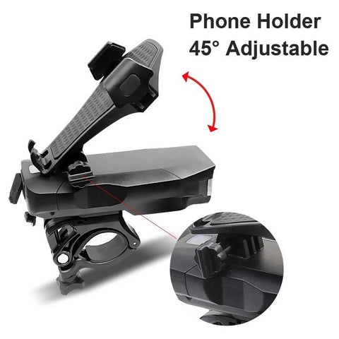 Bicycle Light Mobile Phone Holder USB Rechargeable 4 in 1 Bike Horn 4000MAh Power Bank Headlight-PA00512-Veeddydropshipping