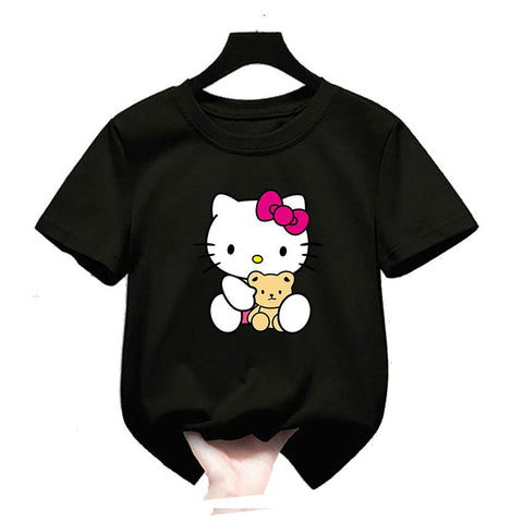 Kawaii Hello Kitty T Shirt Cartoon Short sleeve Boys Girls Harajuku-TB00957-Veeddydropshipping