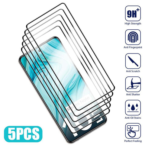5PCS Full Cover Tempered Glass For Xiaomi Redmi Note 10 11 12 9 8 Pro Plus 11S 10S 9S-PA00574-Veeddydropshipping