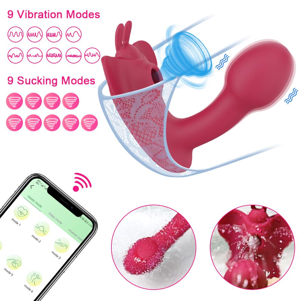 G Spot Sucking Bluetooth APP Dildo Vibrator Clit Sucker Clitoris Stimulator -BH01178-Veeddydropshipping