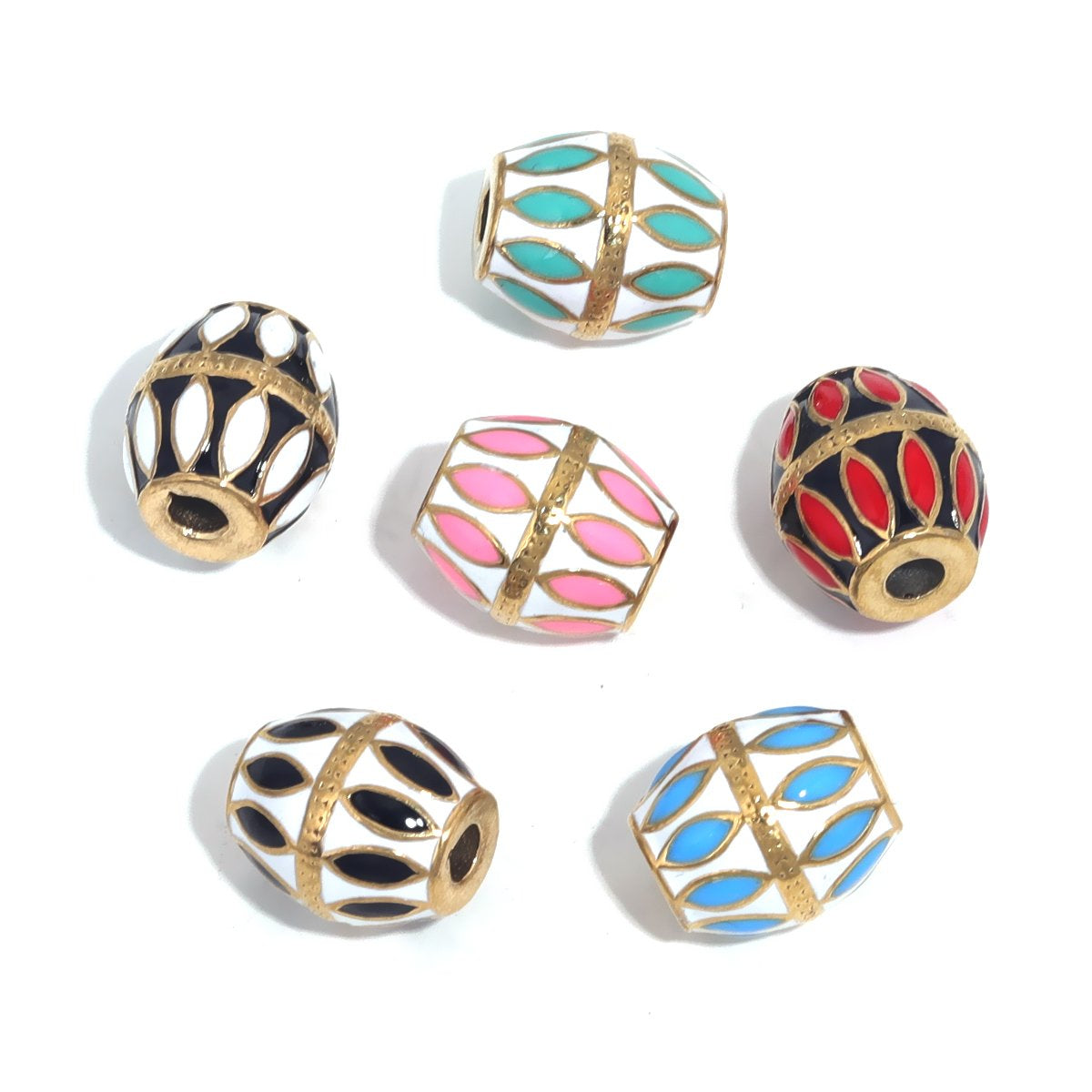 Steel Enamel Ball Shape Beads Spacer Oval Bead for DIY -JW01545-Veeddydropshipping