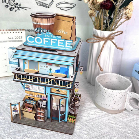 DIY Wooden Model Building Kits Coffee Inductive Storage Box City Street-TB01492-Veeddydropshipping