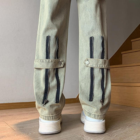 Wide Leg Casual Loose Pants Streetwear Denim-MF00655-Veeddydropshipping