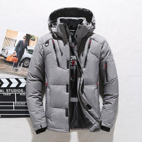 White Duck Down Jacket Warm Hooded Thick Down Jacket-MF01214-Veeddydropshipping