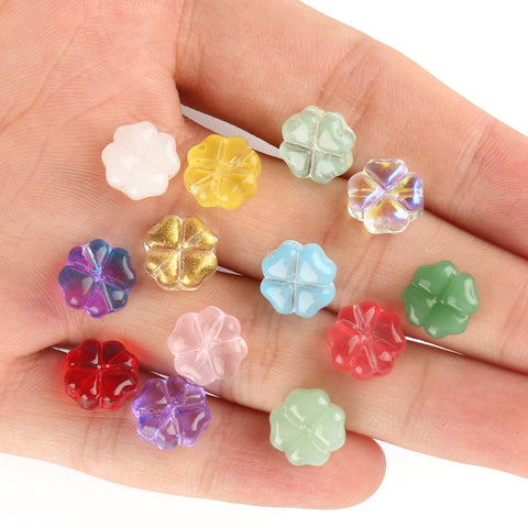 Lampwork Crystal Flower Spacer Beads  Flat Round Loose Beads-JW01481-Veeddydropshipping