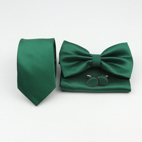 Striped Polyester Ties Bowtie Cufflinks-WF01132-Veeddydropshipping