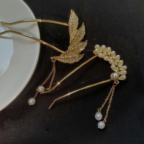 Elegant U Shape Rhinestone Hairpins Hair Sticks  -JW00549-Veeddydropshipping