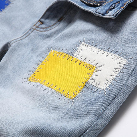 Stretch Denim Embroidery Patchwork-Veeddydropshipping