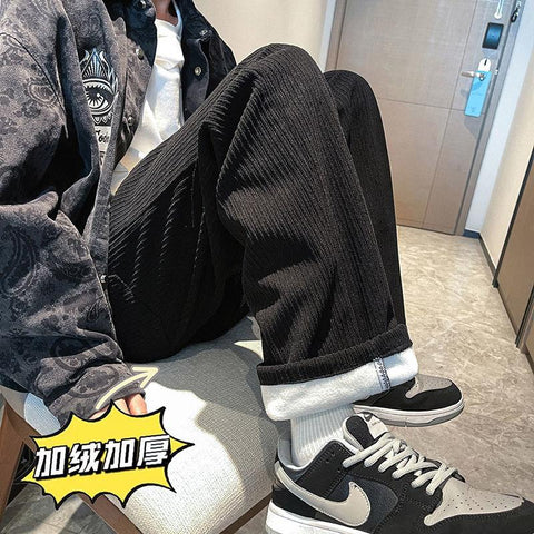Pants Autumn Winter Warm Straight Corduroy Fleece-Veeddydropshipping