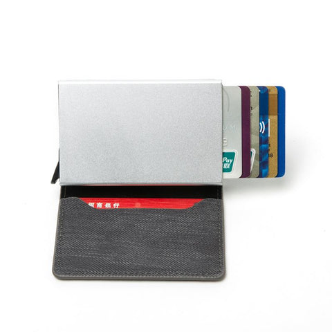 Credit Card Holder Men Wallet Coin Leather Wallet RFID Aluminium Box-BS00076-Veeddydropshipping