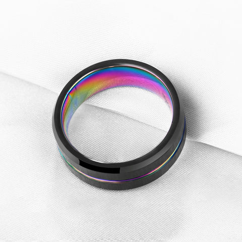 Charm Men Tungsten Carbide Ring Black Wedding Band  -JW00409-Veeddydropshipping