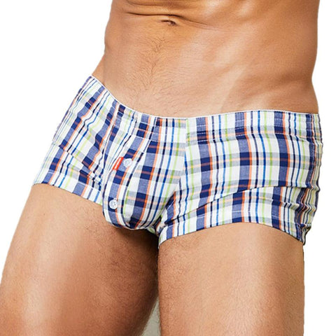 Cotton Short cortos hombres Mens pyjama shorts Plaid U bag-MF01410-Veeddydropshipping