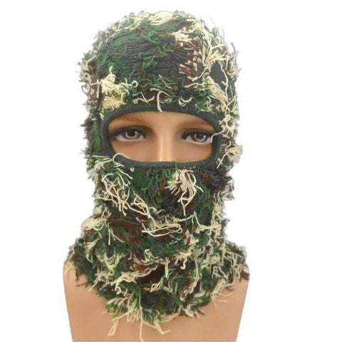 Knitted Distressed Camo Balaclava Ski Mask-Veeddydropshipping