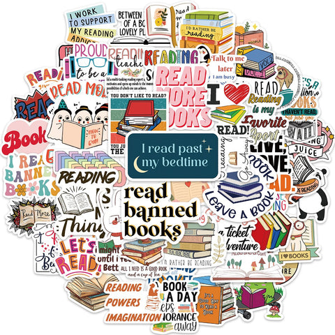 10/50PCS Reading Book Day Student Stickers Vintage For DIY Kids-TB01655-Veeddydropshipping