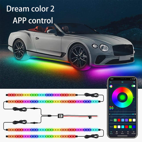 4IN1 Neon LED Strip Car Bottom Underglow Light APP 12V RGB Flexible-AM00082-Veeddydropshipping