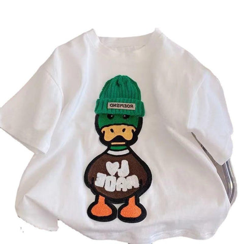New Arrival Popular Embroidered Duck Casual Short Sleeve Boy T-shirt-TB00935-Veeddydropshipping