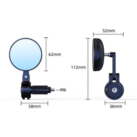 Rearview Mirror Retro Round Blue Anti-Glare Side Mirror For-AM01043-Veeddydropshipping