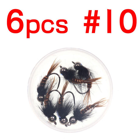 6PCS  #8 #10 #12 Tungsten Bead Head Flash Back Pheasant Tail Nymph Barbless-OS00561-Veeddydropshipping