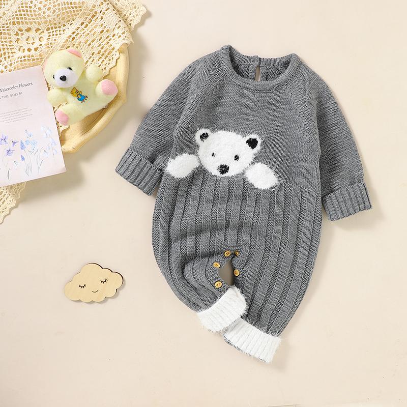 Baby Romper Knit Cute Cartoon Bear Newborn Girl Boy Jumpsuit Outfit-TB00298-Veeddydropshipping