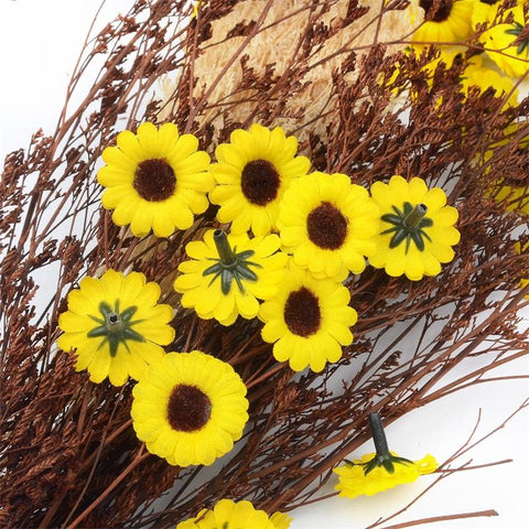 Mini Silk Sunflower Artificial Daisy Flower Head-HA00712-Veeddydropshipping
