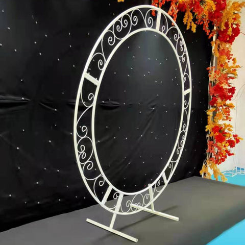 Double Tube Wedding Background Round Metal Arch-HA01729-Veeddydropshipping