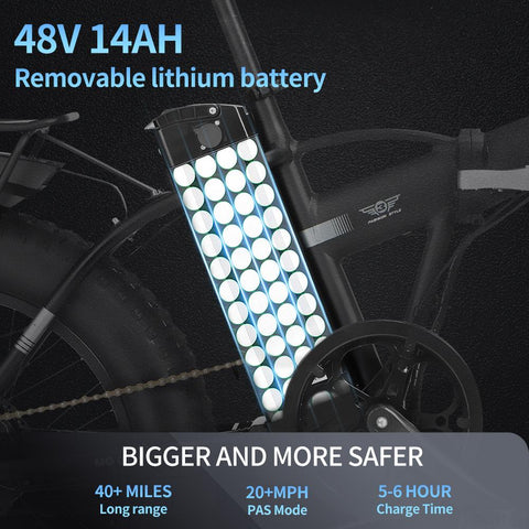 Ridstar Electric Bike 1000W 48V 20 Inch Folding Ebike 14AH IPX7 Waterproof -OS00966-Veeddydropshipping
