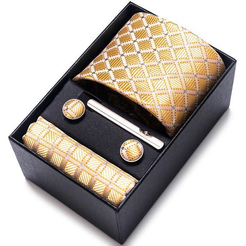 100% Silk Brand Tie Handkerchief Cufflink Set For Men-JW01312-Veeddydropshipping