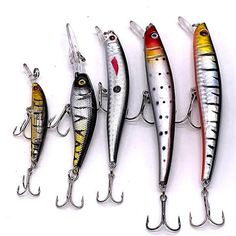 5pcs Jerkbait Minnow Crankbaits Wobbler For Fishing Lure Set Tackle Artificial Bait Kit -OS00436-Veeddydropshipping