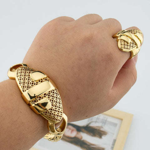 18K Gold Plated Bracelet Jewelry Nigerian Wedding Party  -JW00299-Veeddydropshipping