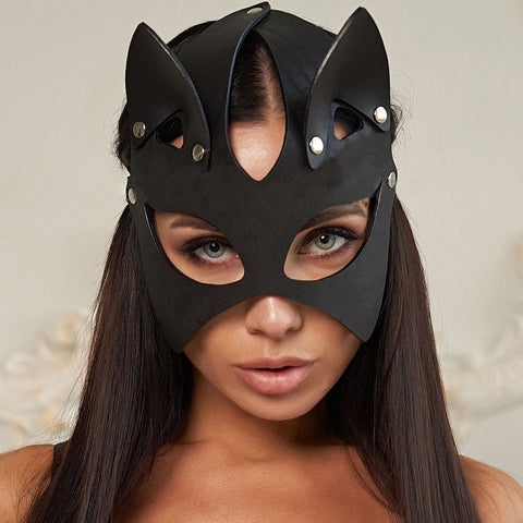 Women Sexy Leather Cat Mask Cosplay-WF01602-Veeddydropshipping