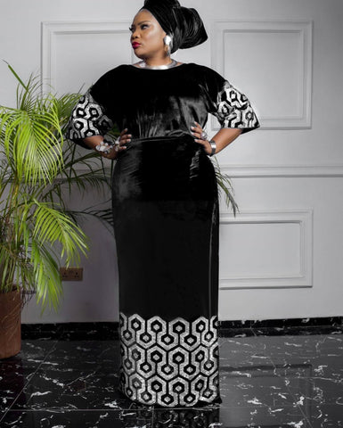 African Dress For Woman Velvet Dress-WF01648-Veeddydropshipping