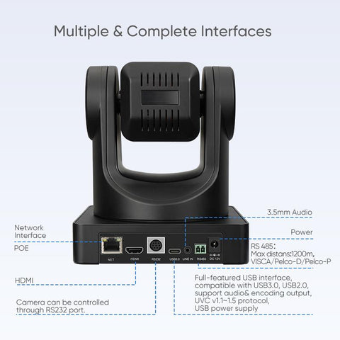 12X Optical Zoom PTZ POE Camera 1080P with USB 3.0 Outputs  Live Streaming Camera -CE00280-Veeddydropshipping