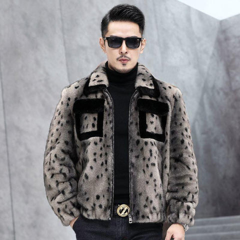 Men 2023 Autumn Winter Fashion Sheep Shearing Jackets Male Leopard-TB01232-Veeddydropshipping