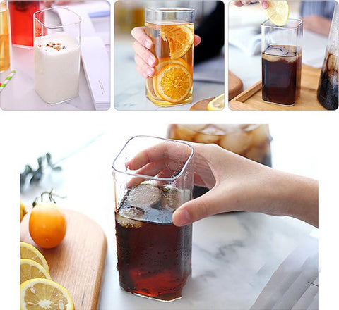 Square Glass Cup Mug Heat-Resistant Water Cups-HA01278-Veeddydropshipping