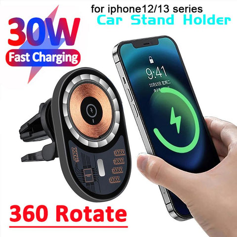 30W For MagSafe Portable Qi Car Wireless Charger-PA01105-Veeddydropshipping