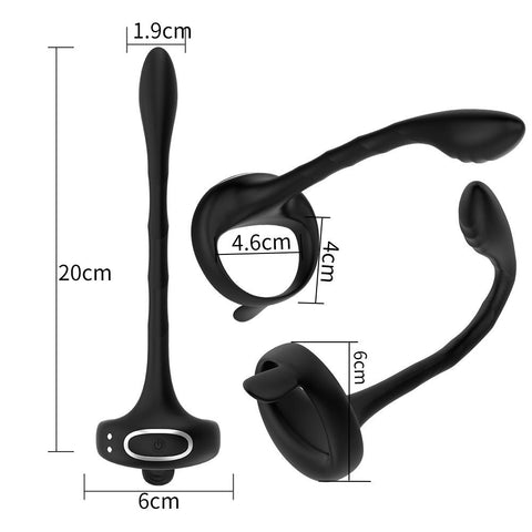 Cock Vibrator Male Prostate Massager Testicle Penis Ring Anal Butt Plug -BH01219-Veeddydropshipping