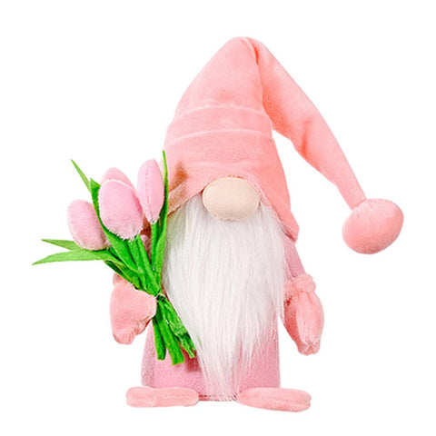 Faceless Gnome Doll Holding Tulip Bouquet-HA00761-Veeddydropshipping